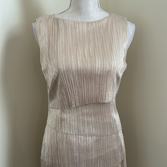 Alex Marie Elegant Gold Sleeveless Dress - Picture 4 of 15